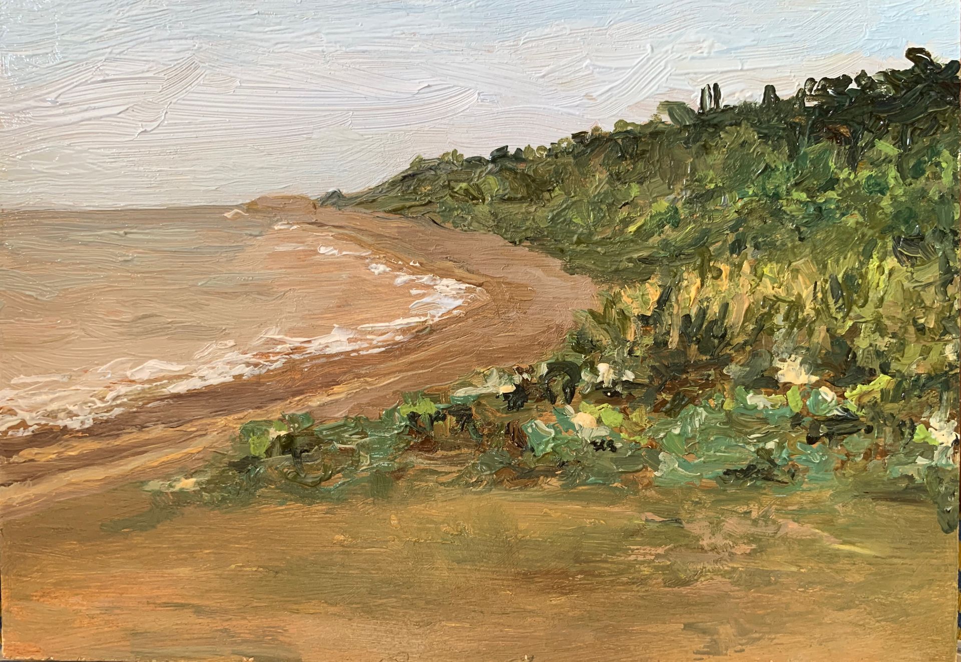 The Beach and Beyond, Sizewell, oil on board, 7 x 5, framed