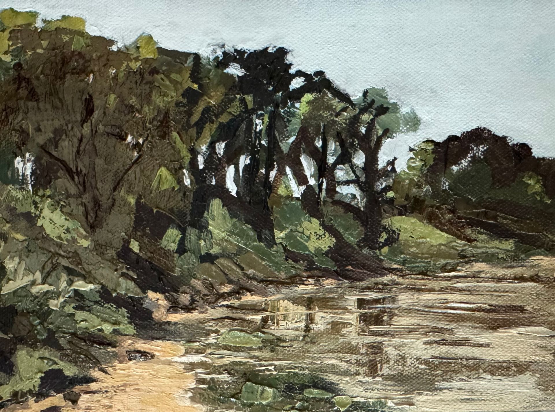 High Tide Iken, oil on canvas, 19.4 14.5cm, framed