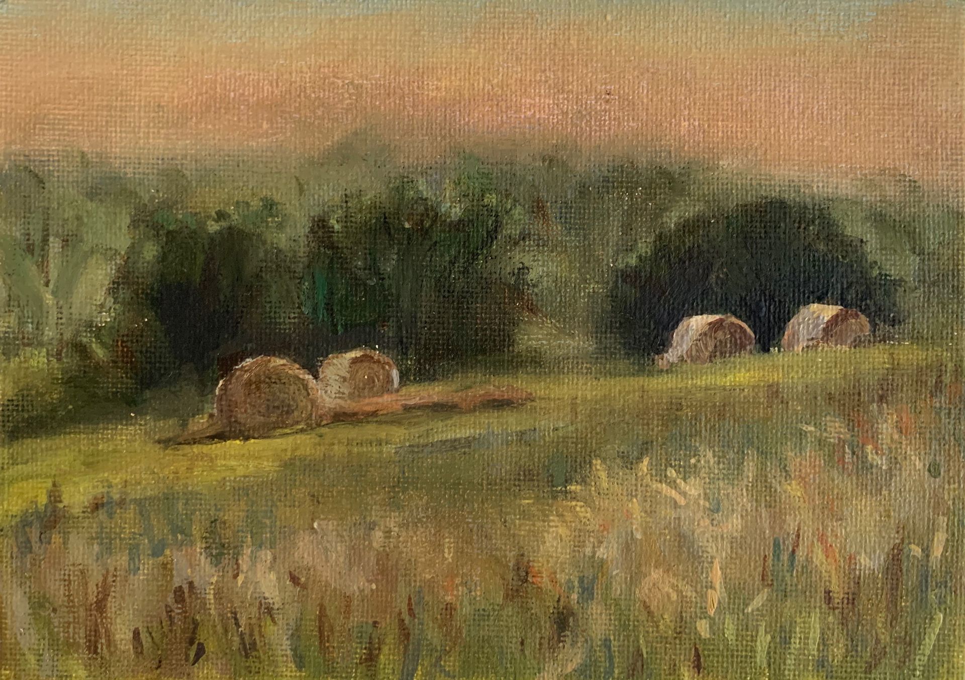  Summer Evening, Rendham, 17 x 12cm, framed
