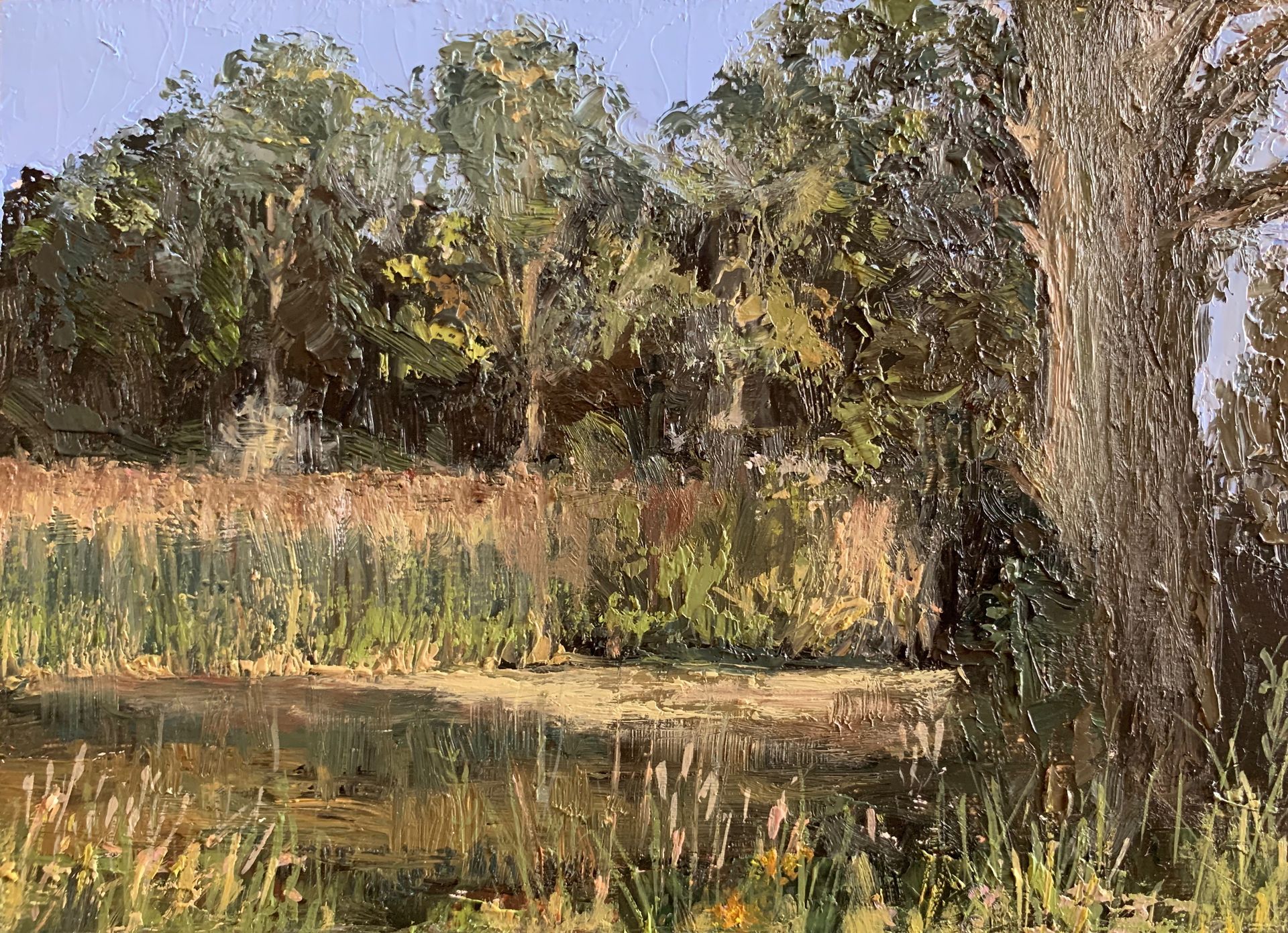 Rendham Pond, oil on board, 17 x 12cm, framed