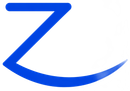 Blue stylized lowercase “zj” logo on a white background