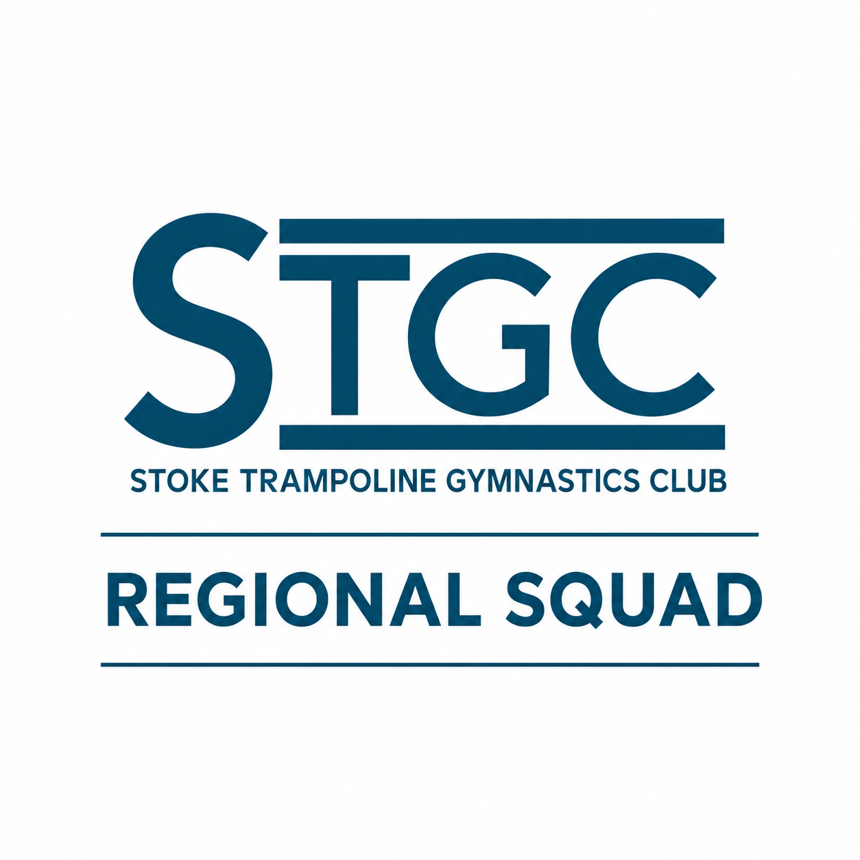 STGC Regional Squad logo in teal and black for Stoke Trampoline Gymnastics Club