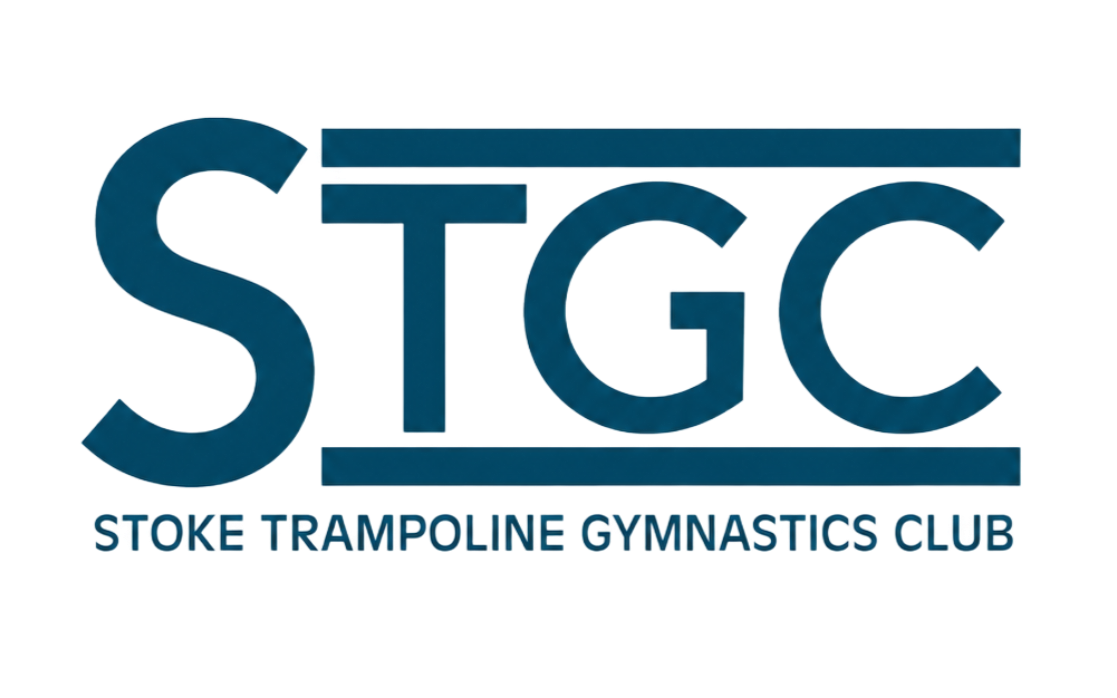 Blue STGC logo for Stoke Trampoline Gymnastics Club on a white background