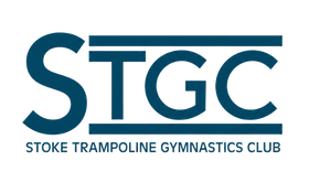 Blue STGC logo for Stoke Trampoline Gymnastics Club on a white background