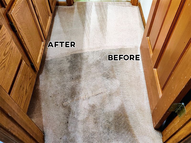A before and after photo of a bathroom floor