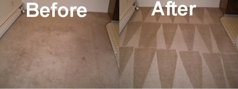 A before and after picture of a carpet