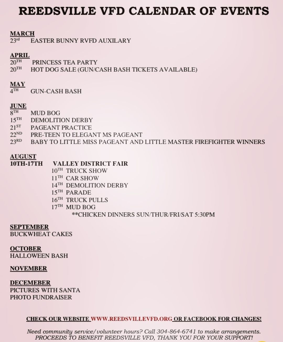 Reedsville Volunteer Fire Department Valley District Fair