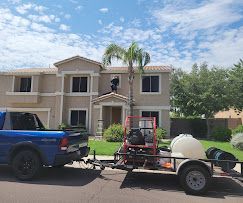 commercial power washing trailer  outside of Phoenix home