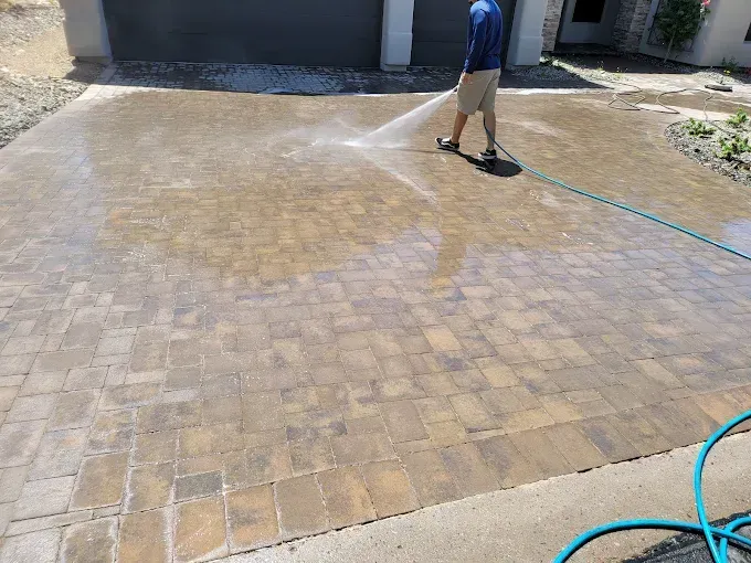 Valley Pro Power Wash power washing sidewalks for Taylor Morrison at the Verdin neighborhood