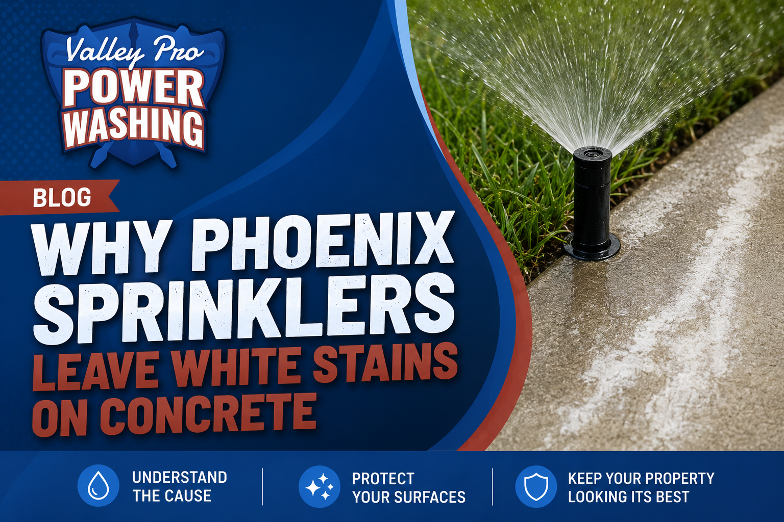 why phoenix sprinklers leave white stains on concrete