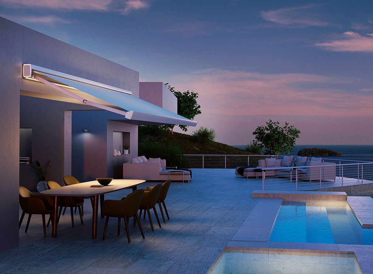 tenda da sole azzurra