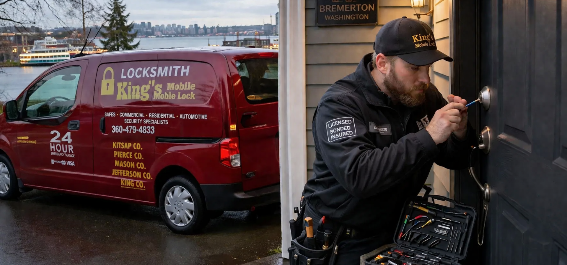 locksmith repair broken door lock in Bremertn