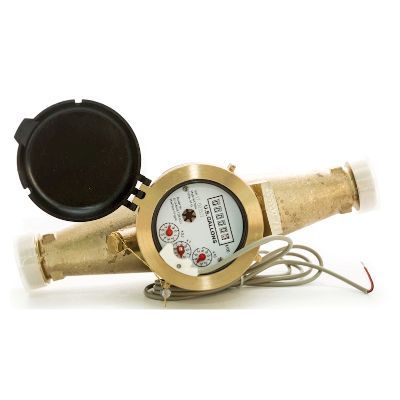 Bronze flow meter with two wire lead for pulse output