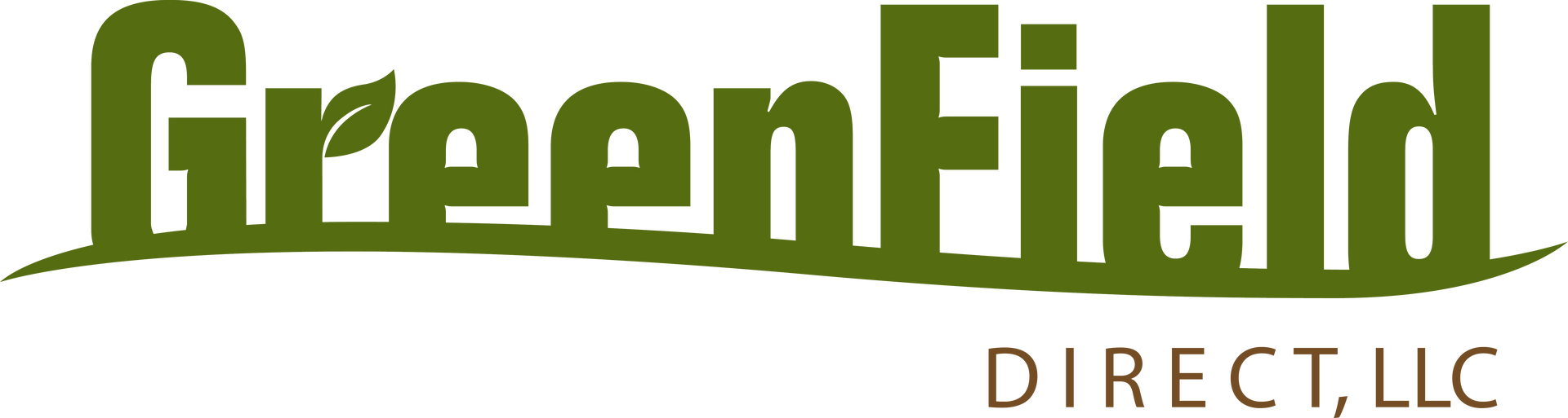 GreenField Direct logo green and gold text no background