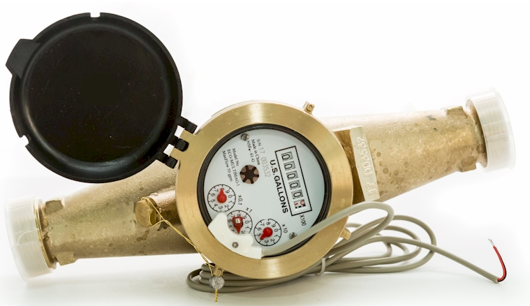 Bronze multi-jet flow meter with  two-wire lead for pulse output