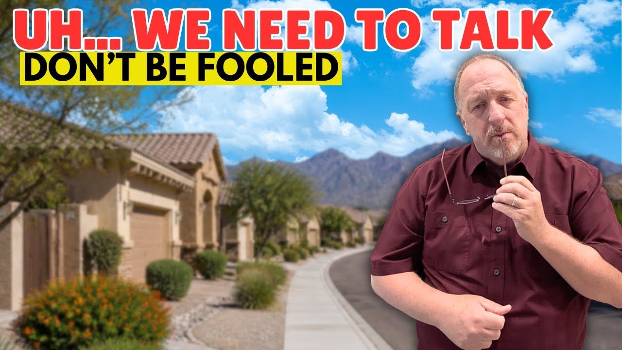 A man with glasses and arms crossed stands before a suburban neighborhood. Text reads: