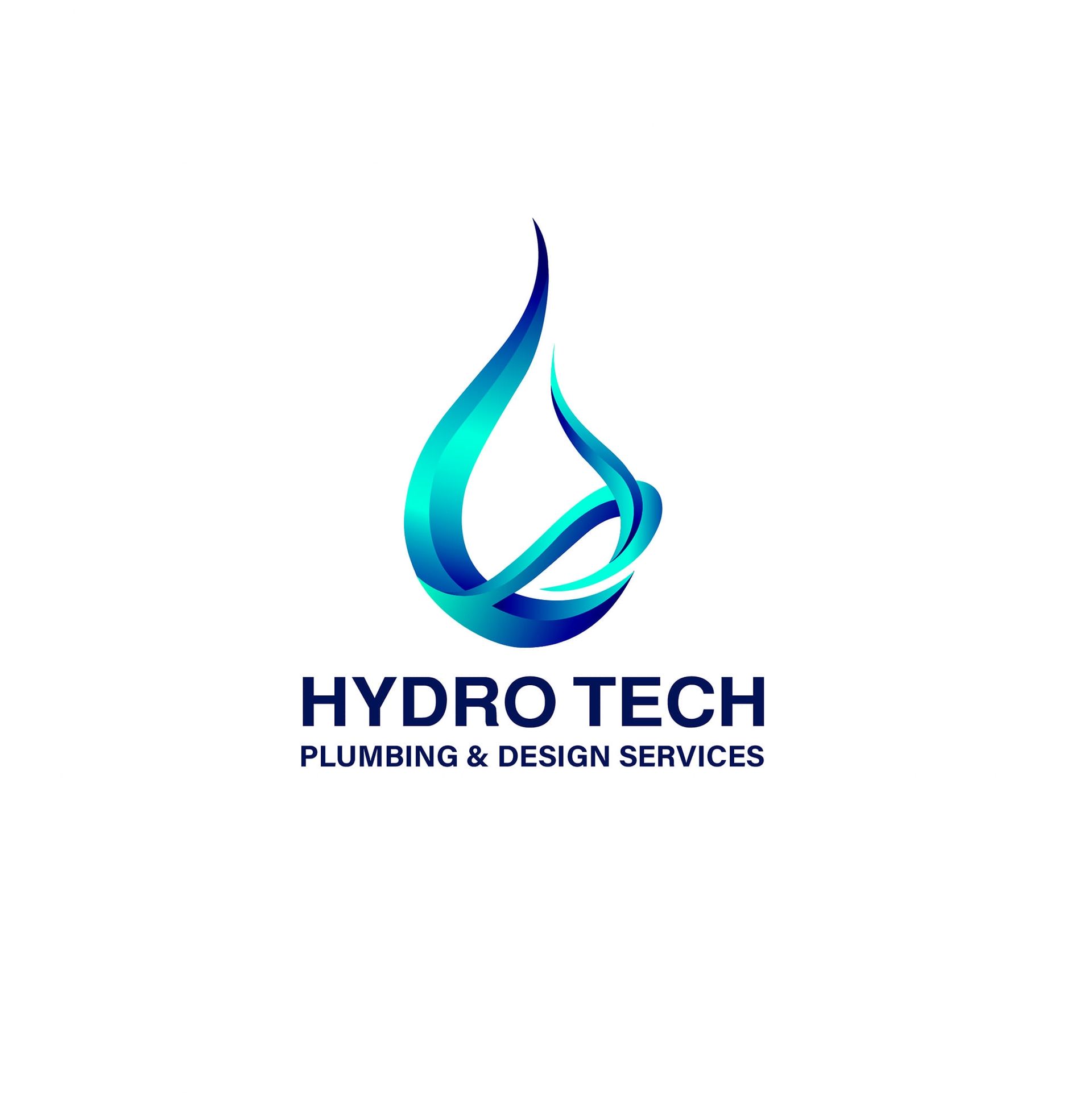 Logo for Hydro Tech, featuring a blue water droplet with 