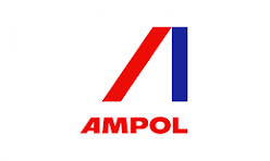 Ampol logo with a red and blue 