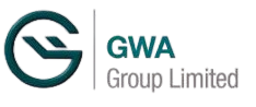 Logo of GWA Group Limited: a green circle with stylized 'G' and 'A' beside the company name in teal and gray.