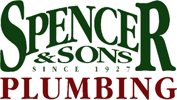 Spencer & Sons Plumbing logo: green text arched above a smaller & SONS, and a red PLUMBING.