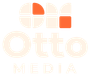 Logo for Otto Media: abstract design with an orange partial circle and square above 