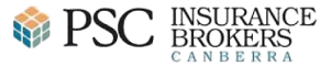 Logo for PSC Insurance Brokers Canberra, featuring a cube icon and company name.