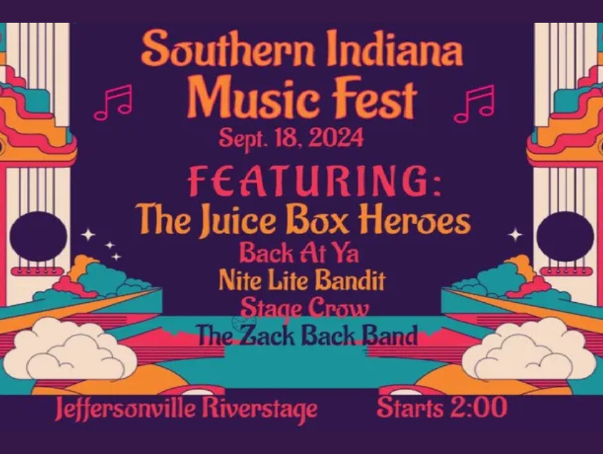 A poster for southern indiana music fest featuring the juice box heroes