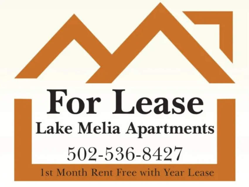 A for lease sign for lake melia apartments
