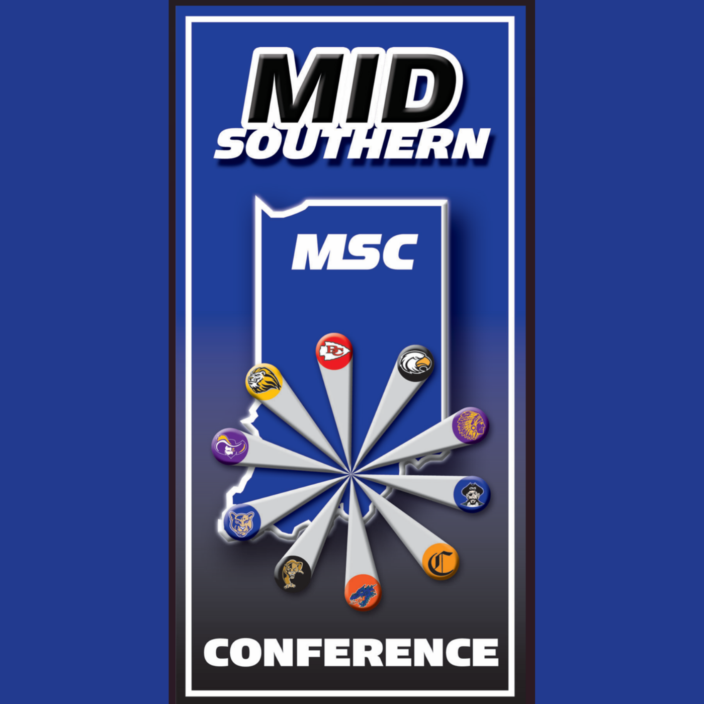 A blue poster for the mid southern conference