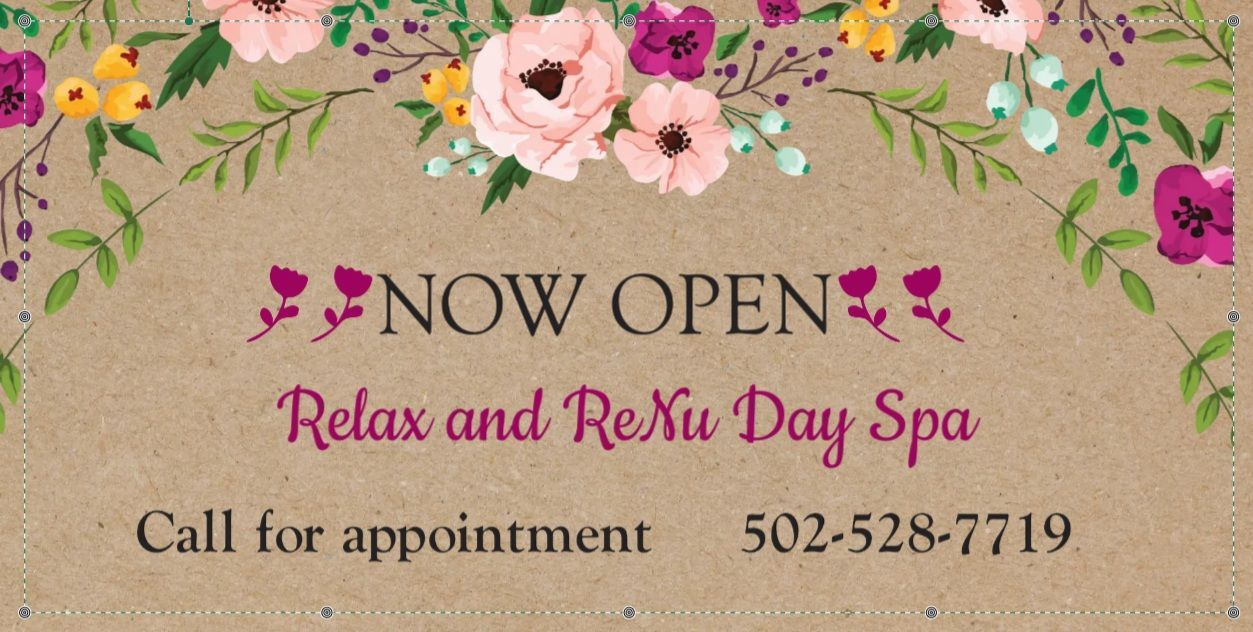 A business card for a spa with flowers on it