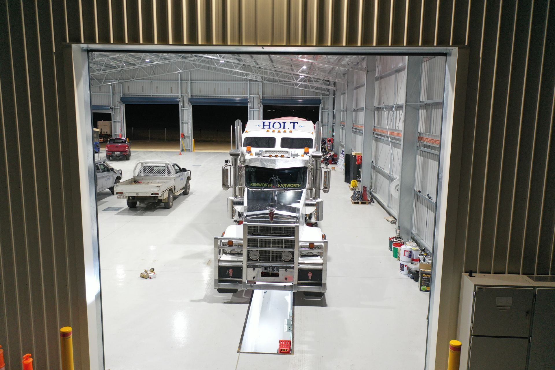 Truck Inside Of The Hall On Concrete Floor— CR Concreting in Pittsworth, QLD
