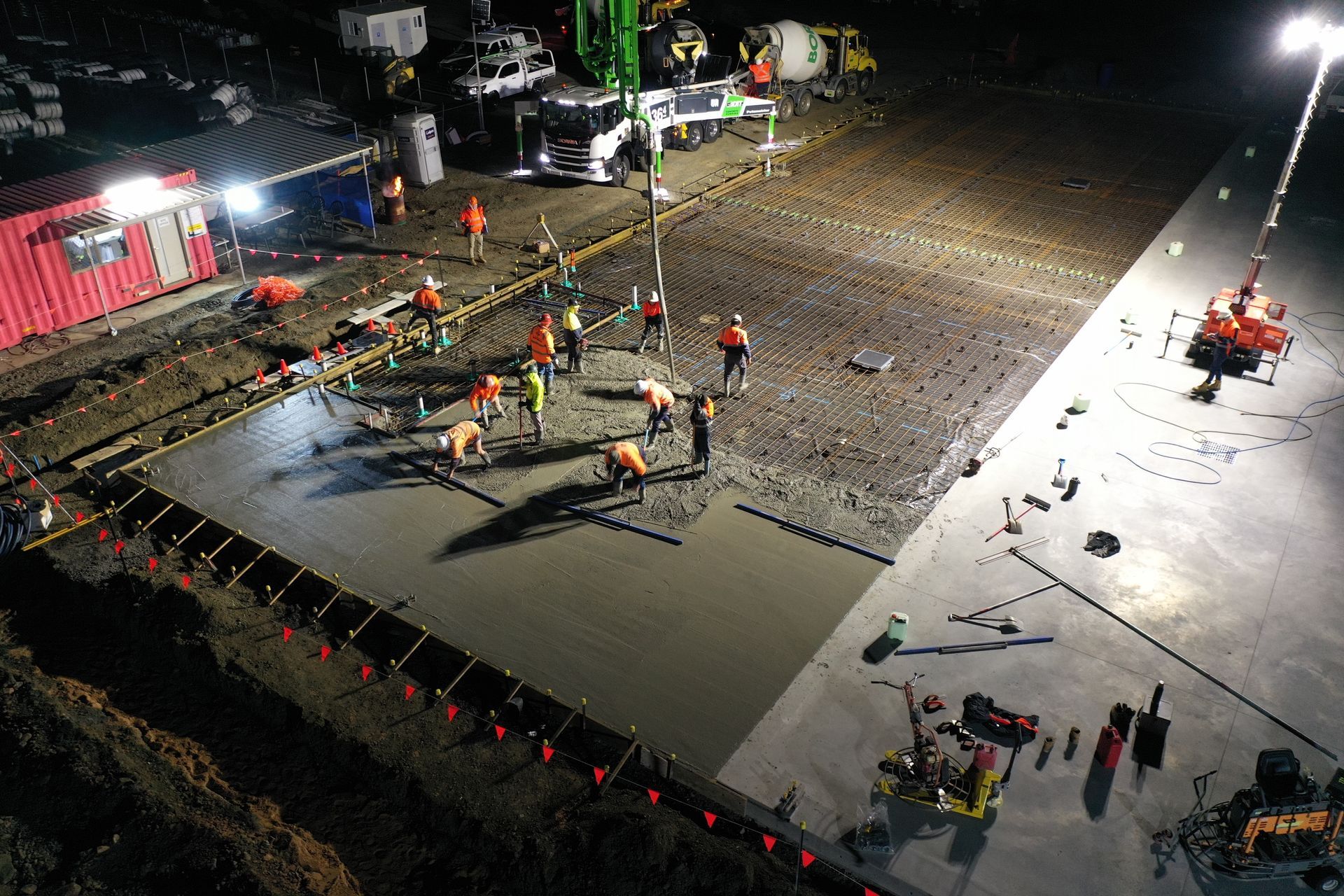 Workers Pouring  The Concreate At Night— CR Concreting in Pittsworth, QLD