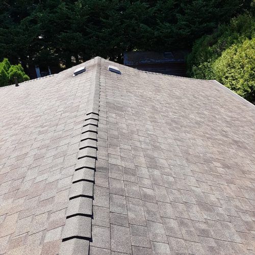 This residential roof in Victoria was demossed, and now it looks new again! get the moss on your roof removed professionally