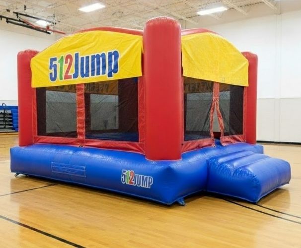 Indoor bounce house stressing the risks of cheap, unsafe rentals