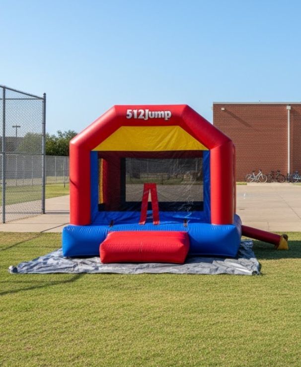 Indoor bounce house setup with safety tips