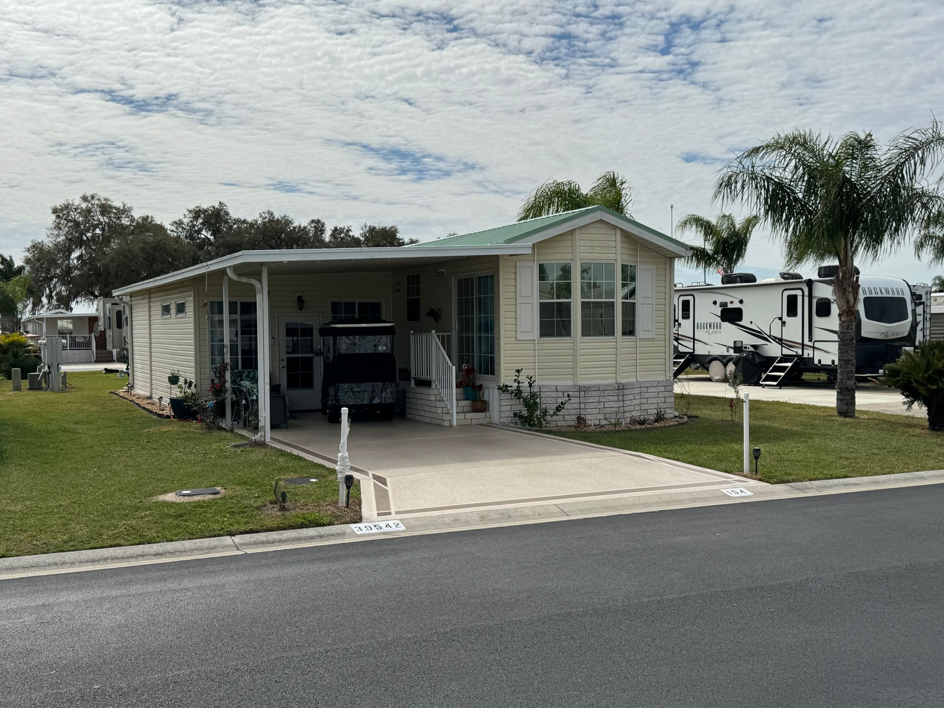 Standing seam metal roof on a Zephyrhills home, installed by Triple Crown Roofing.