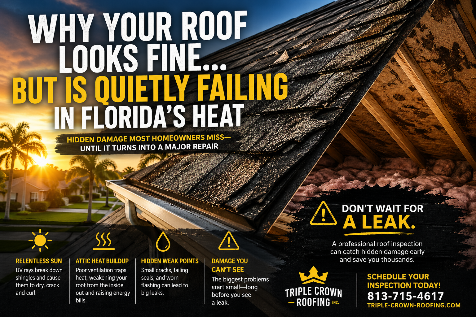 Attic heat buildup damaging roof structure