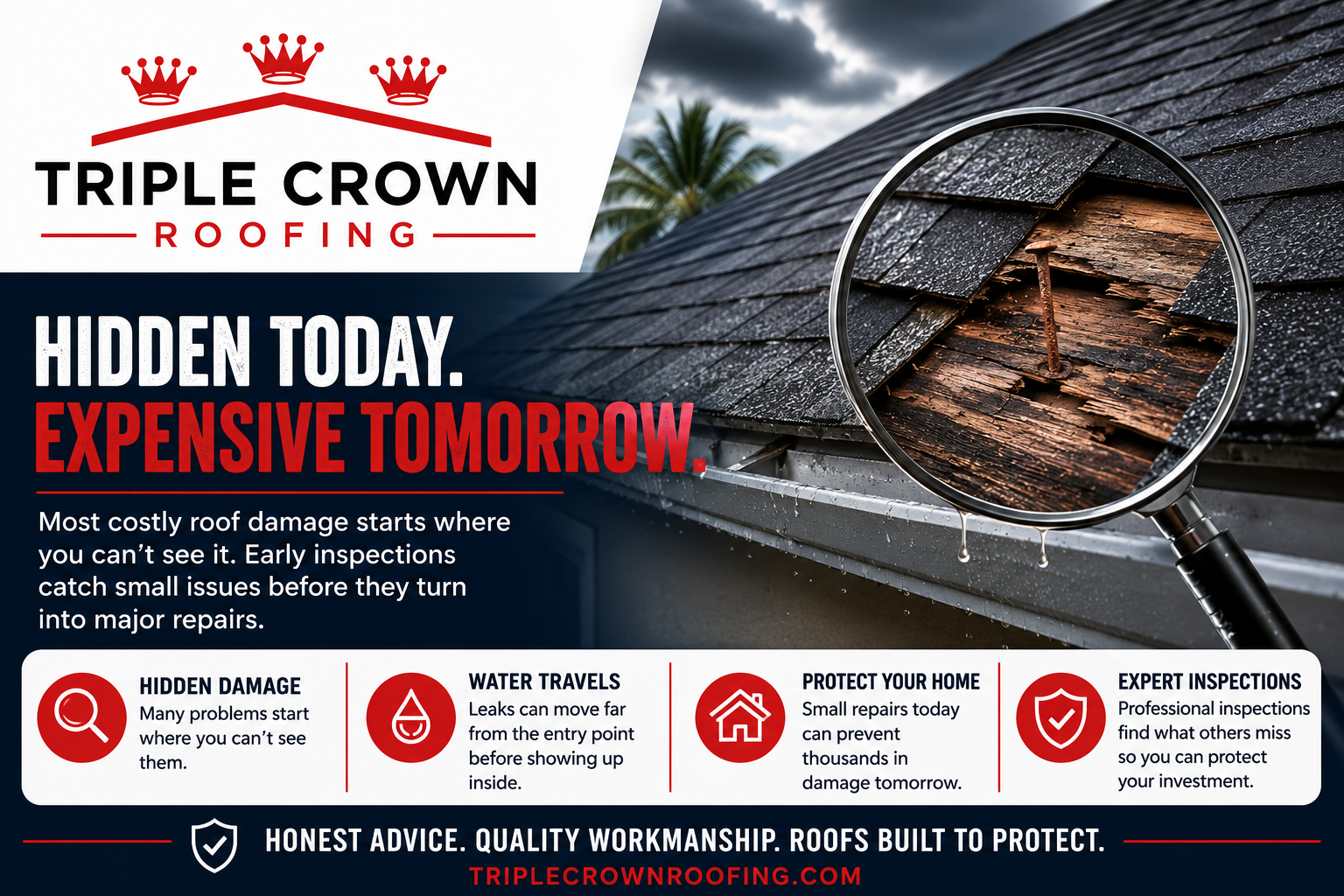Professional Florida roof inspection identifying hidden roofing damage before expensive repairs are 
