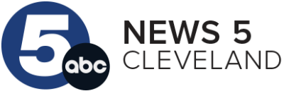 The logo for abc news 5 cleveland is blue and black