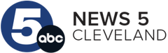 The logo for abc news 5 cleveland is blue and black