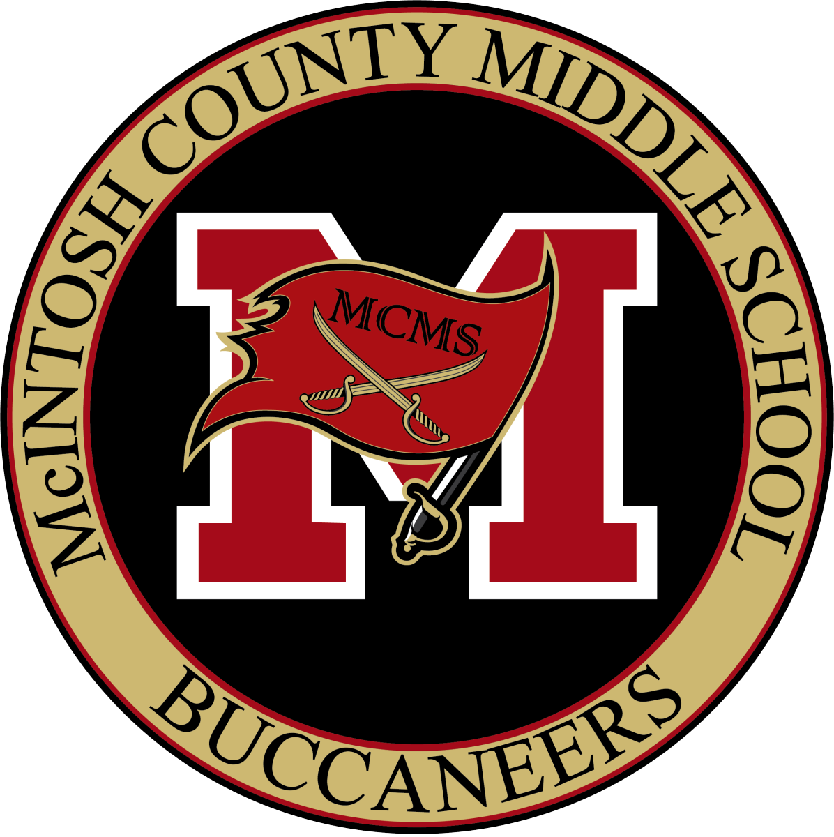 a logo for mcintosh county middle school buccaneers