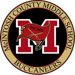 a logo for mcintosh county middle school buccaneers