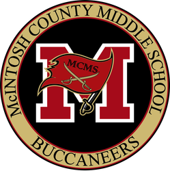 a logo for mcintosh county middle school buccaneers