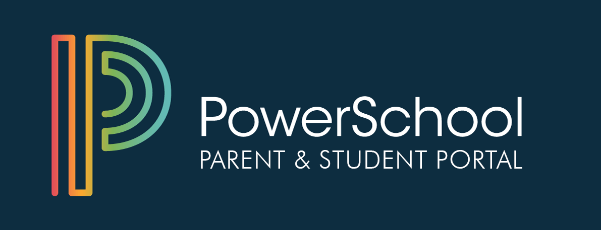 the powerschool parent and student portal logo is on a dark blue background .