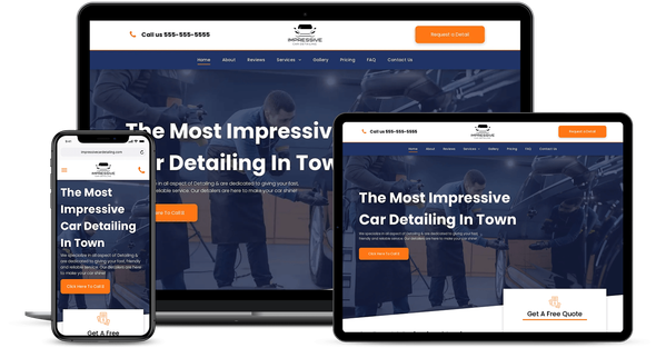 Multi-device mockup of the Impressive Car Detailing website design by Reach Ethic