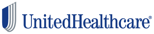 The logo for united healthcare is blue and white.