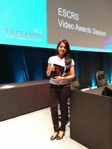 Dr. Deepthi Adarsh wins third prize in video competition held at London, ESCRS 2014