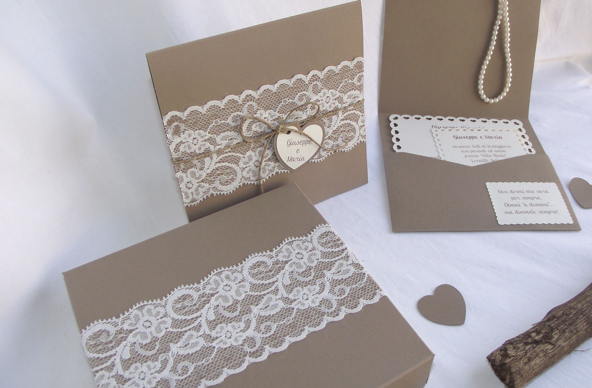 inviti con inserti in pizzo