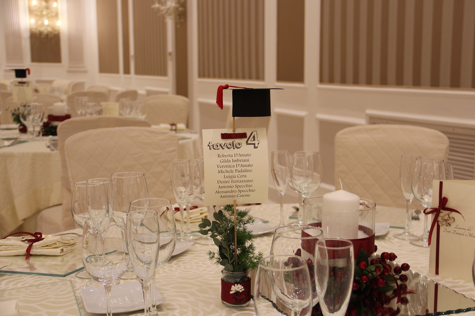 allestimento tavoli laurea