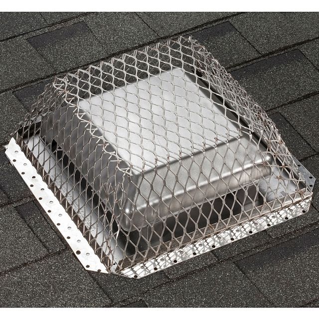 A stainless steel chimney cover is sitting on a roof